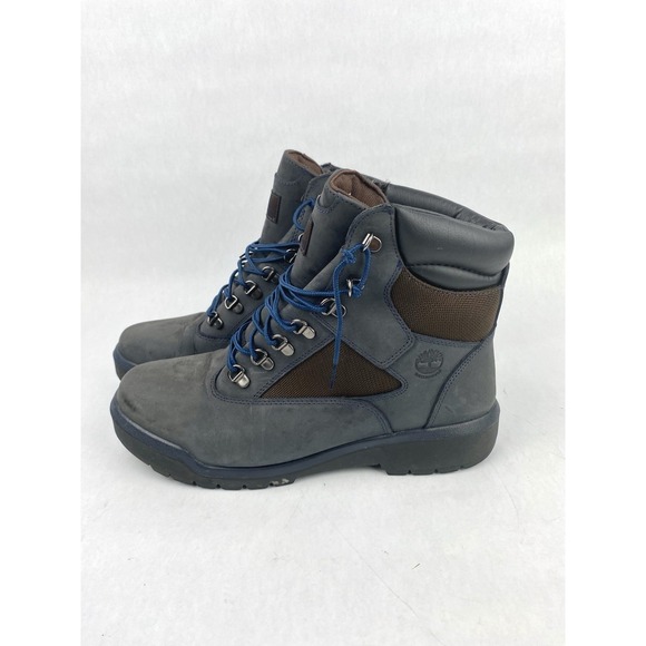 Timberland Mens 11 Field Boots Waterproof Navy Blue Nubuck